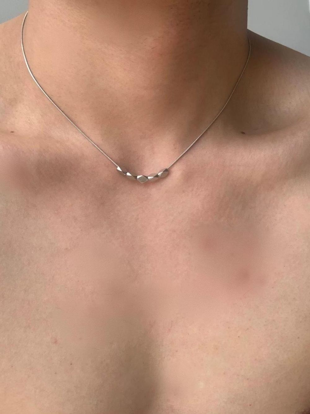 Minimal Faceted Silver Bead Necklace